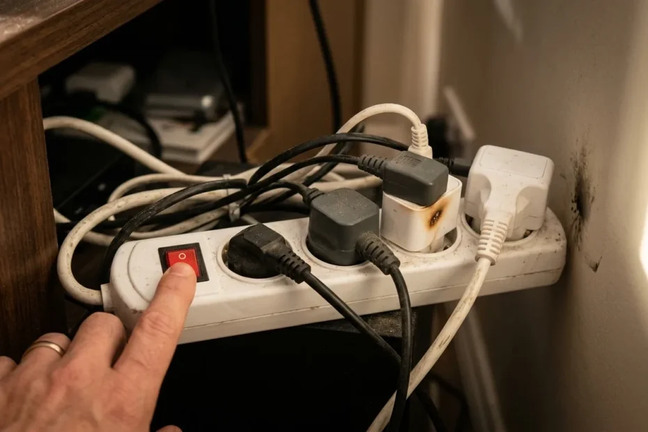 Ciabatte e prese piene dietro al mobile: l’errore domestico che crea caos e può diventare un rischio
