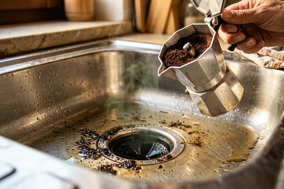 Il lavandino non puzza “da solo”: cosa c’entra il caffè che butti ogni mattina