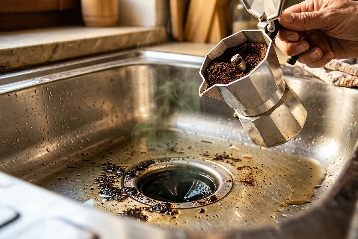 Il lavandino non puzza “da solo”: cosa c’entra il caffè che butti ogni mattina