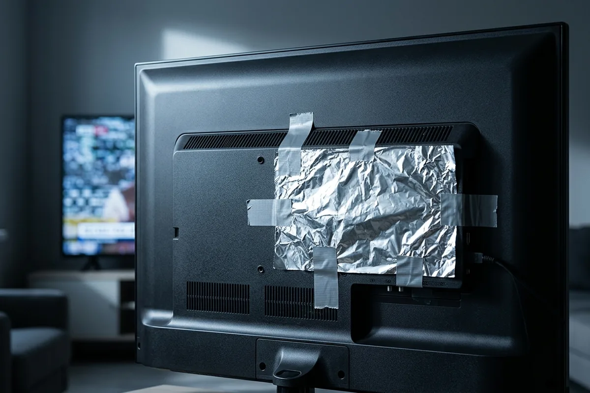 Il trucco del foglio di alluminio dietro alla TV che molti usano male (e perché la ricezione peggiora)