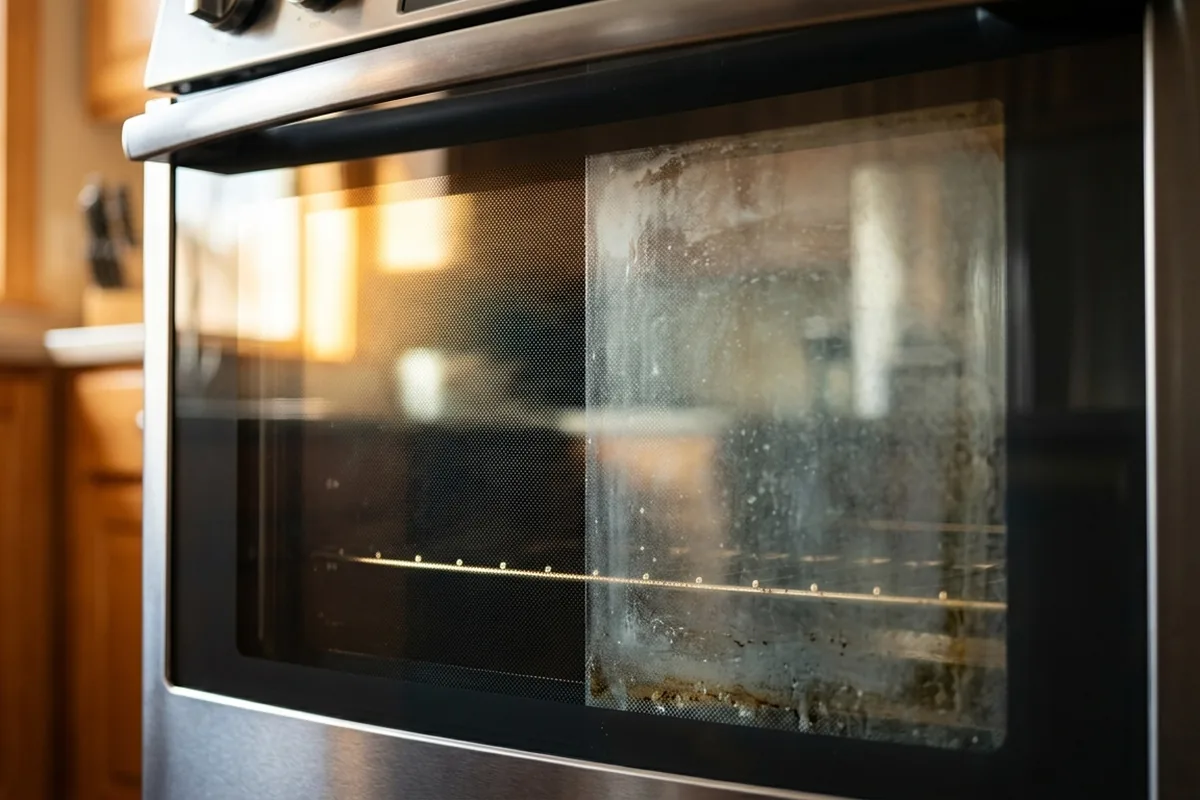 Il vetro del forno sembra pulito, ma è la parte che trascuriamo di più
