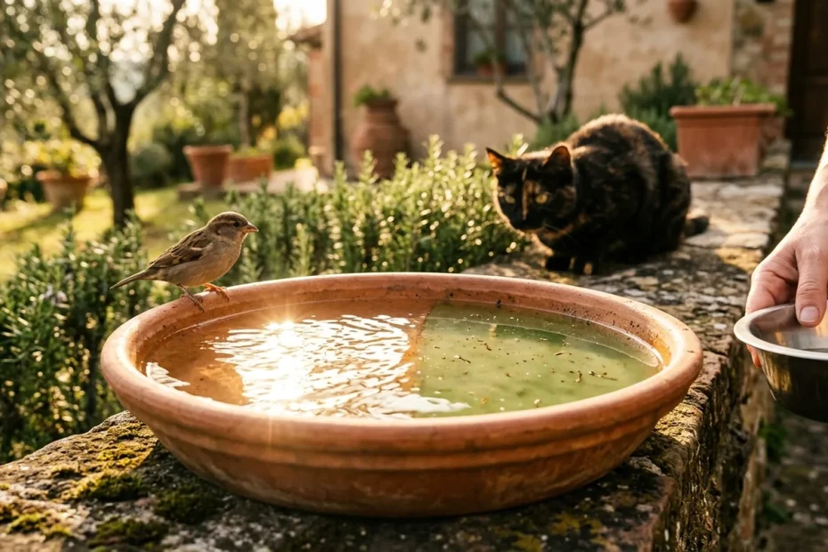 Una ciotola d’acqua in giardino può fare la differenza: dove metterla per aiutare gli uccelli senza attirare problemi